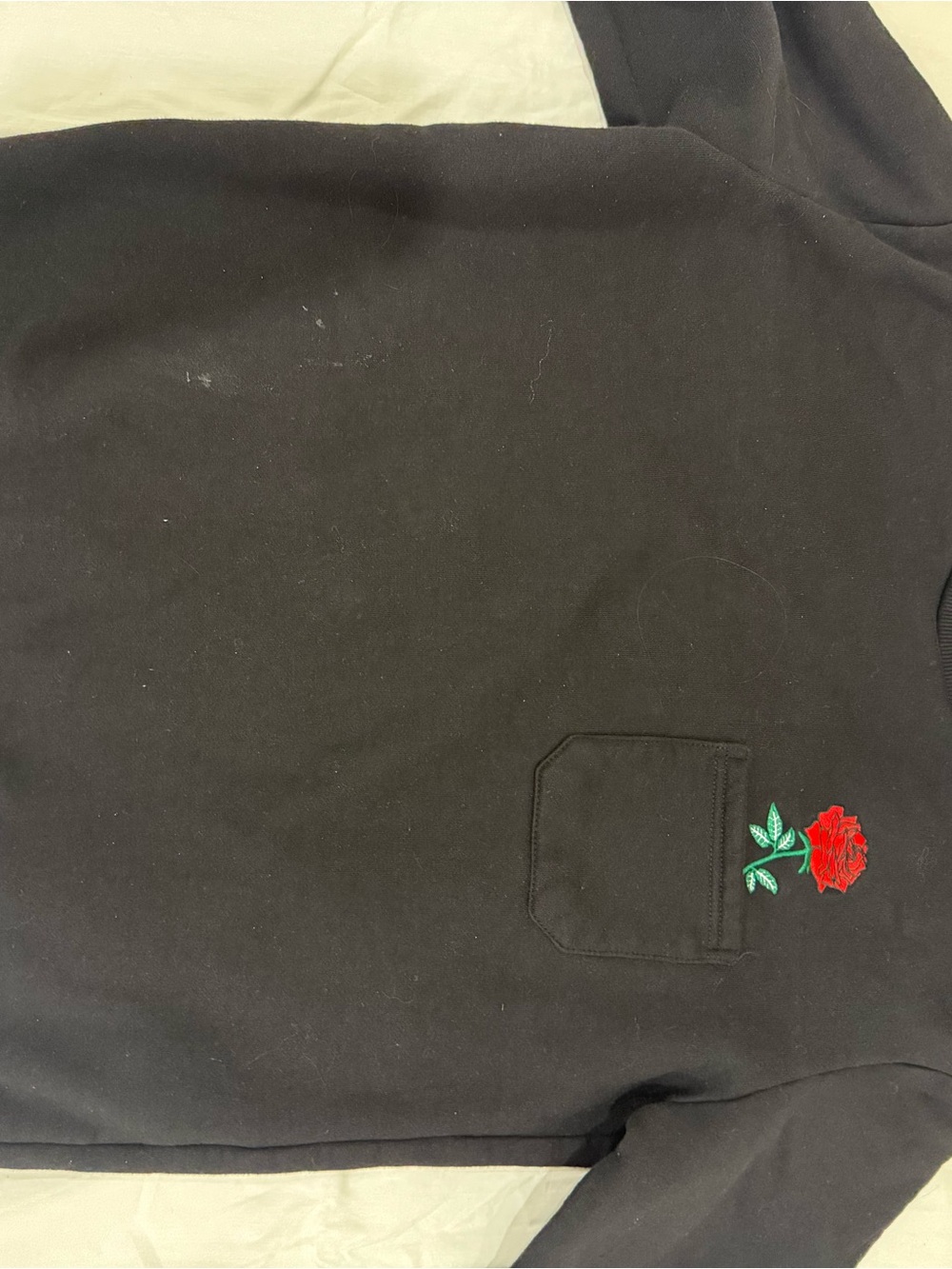 Forever 21 Black Men's Sweater with Red Rose Embroidery